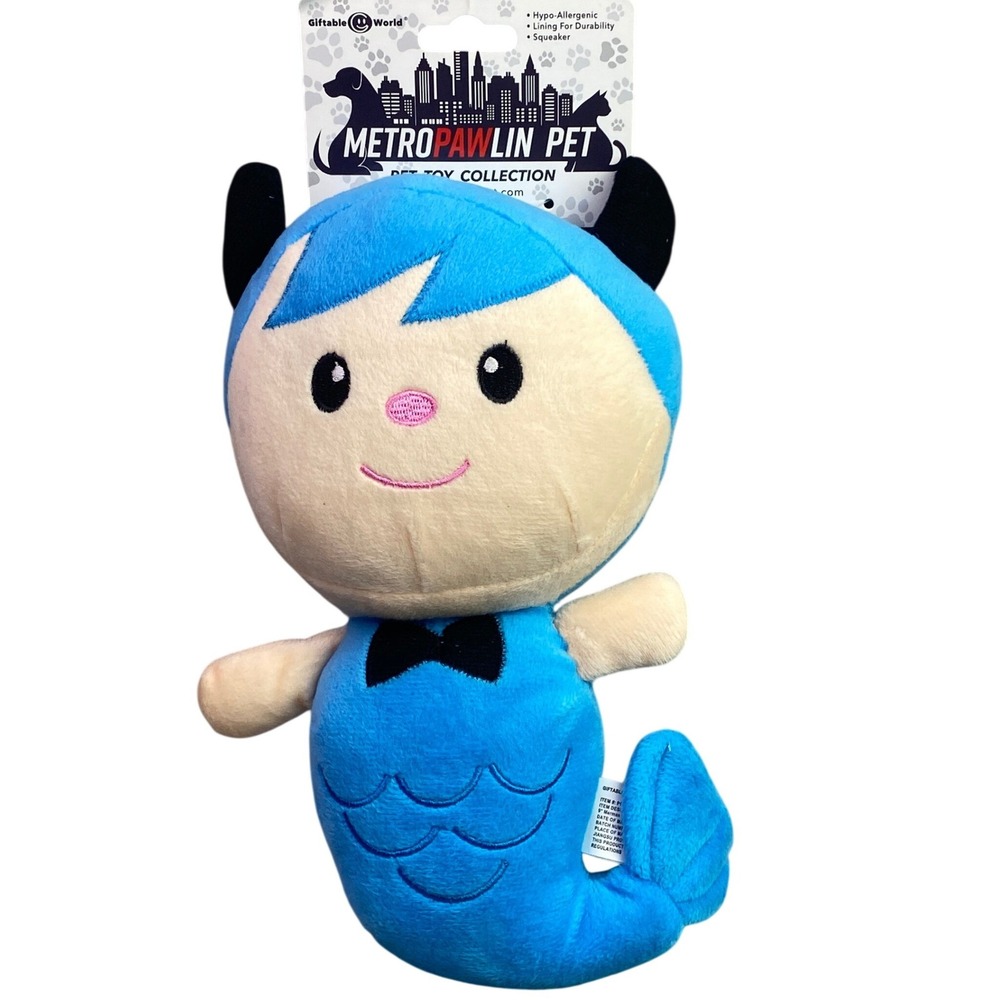 Mermaid Dog Toy Metro Pawlin Pet 9 Inch‎ Squeaker Blue Merman